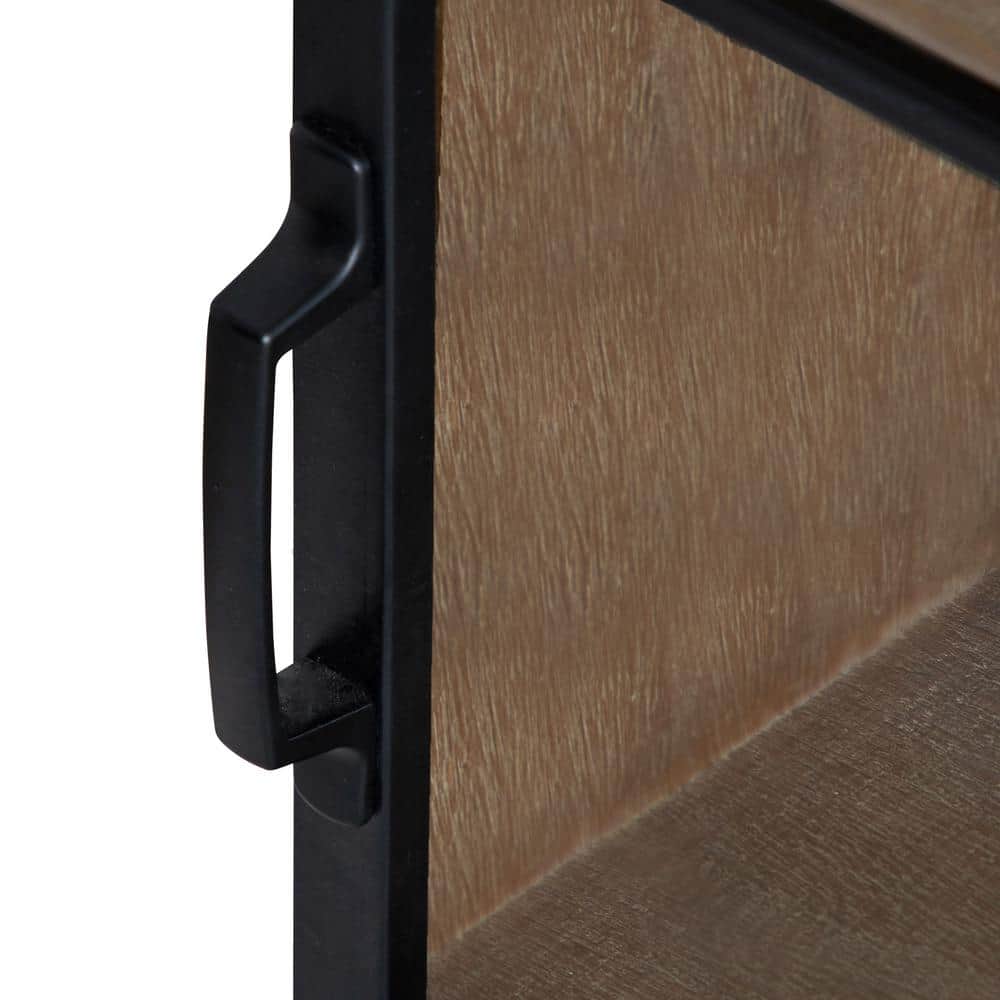 Rustic Brown Barnhardt Wall-Mounted Cabinet with Sliding Glass Doors