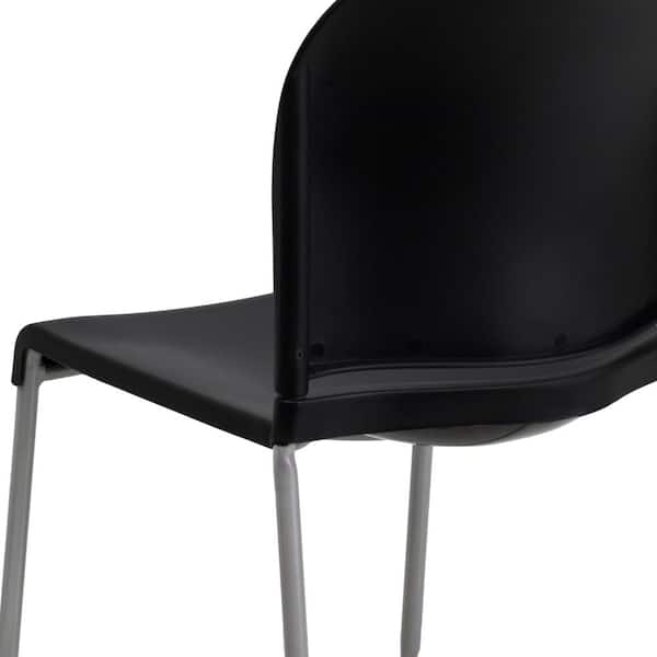 Capacity Black Full Back Contoured Stack Chair with Sled Base Flash Furniture HERCULES Series 880 lb 
