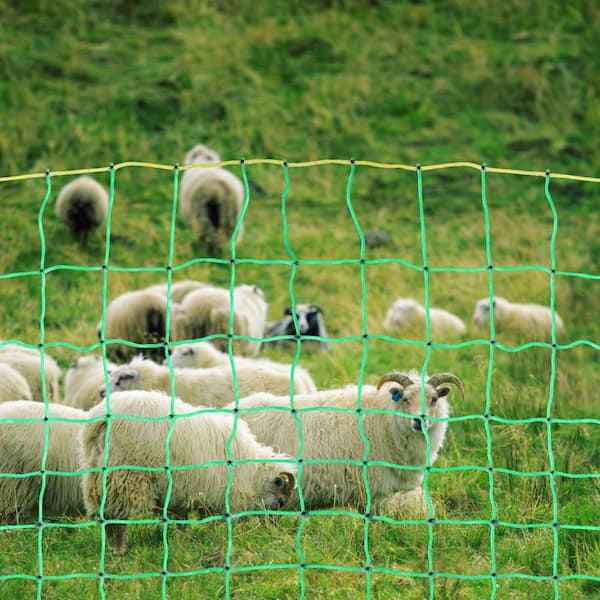 Electric Fence Netting 35 in. H x 164 ft. L PE Fencing with Posts and Double-Spiked Stakes Portable Mesh, Cabinet Type