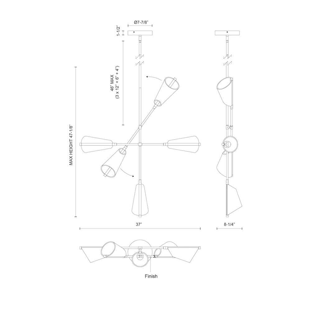 Mulberry Black 5-Light LED Modern Linear Chandelier