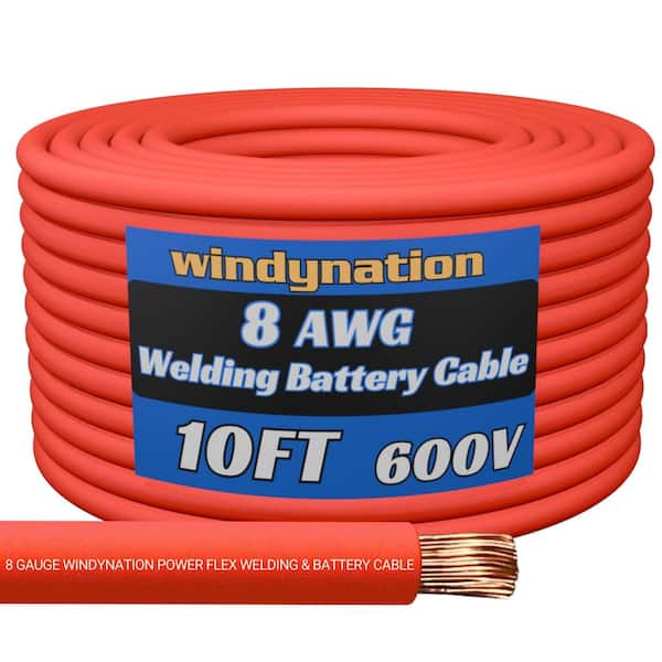 WindyNation 8-Gauge 10 ft. Red Welding Cable