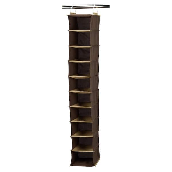 HOUSEHOLD ESSENTIALS 12 in. H Coffee Linen Hanging Closet Organizer