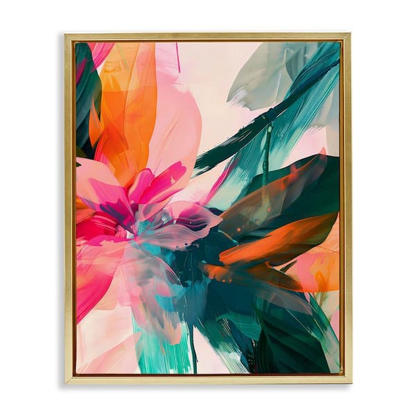 Stupell Industries Streaked Opaque Abstract by Walker Noble Gold Floater Frame Abstract Graphic Art Print 31 in. x 25 in.