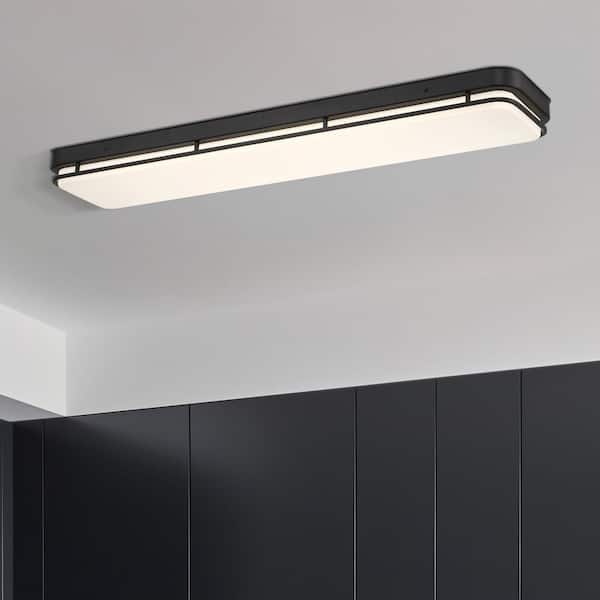 Noble 46 in. Contemporary Matte Black Selectable CCT Integrated LED Flush Mount for Kitchens