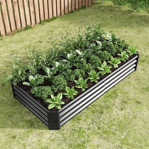 70.87 in. x 35.83 in. x 11.81 in. Black Raised Garden Bed, Metal Rectangle Planter Beds for Plants, Vegetables, Flowers
