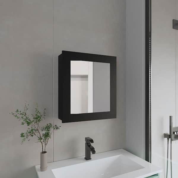 Black 18.6 in W x 20.5 in. H Farmhose Rectangle Wood Framed Mirror Wall Mirror Vanity Mirror