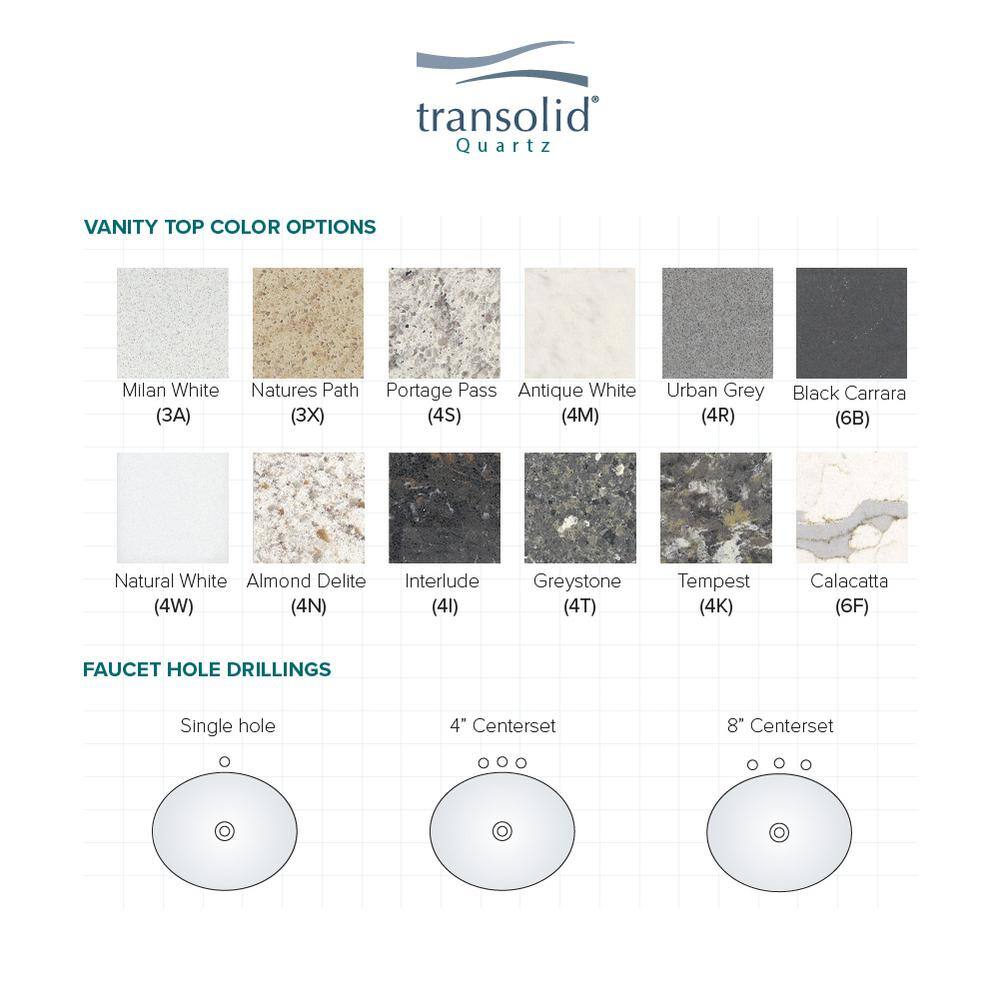 Milan White Quartz Bathroom Vanity Top with Sink