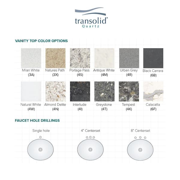 Transolid 49-in Natures Path Quartz Bathroom Vanity Top Transolid 49-in Natures Path Quartz Bathroom Vanity Top