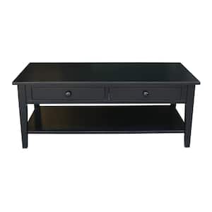 Spencer 48 in. Black Rectangle Solid Wood Coffee Table