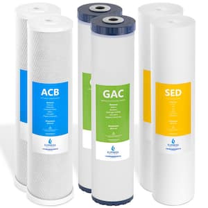 FLTWH2045CGS2 Carbon ACB GAC Sediment Whole House Replacement Filters Water Filter Cartridge 6-Pack