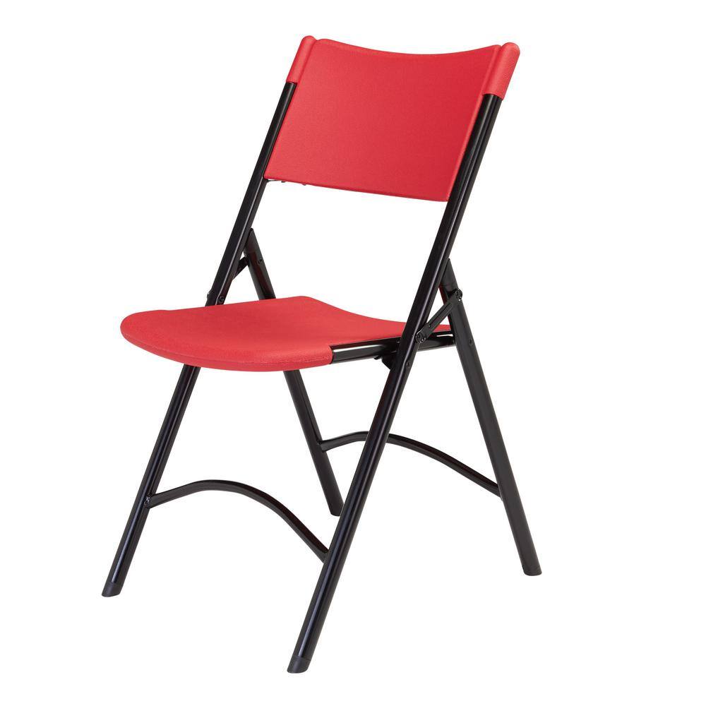 Red Resin Folding Chair Set with Black Frame, Pack of 4