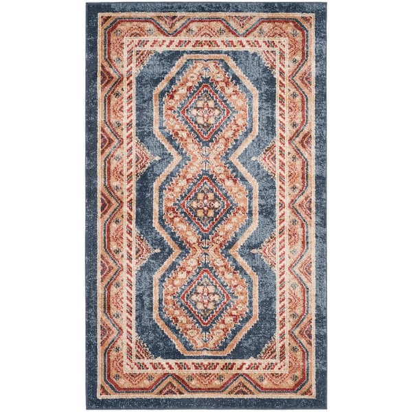 SAFAVIEH Bijar Royal/Rust Doormat 3 ft. x 5 ft. Border Area Rug