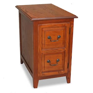 Favorite Finds 15 in. W x 24 in. D Medium Oak Rectangle Wood Shaker End/Side Table with Cabinet Storage