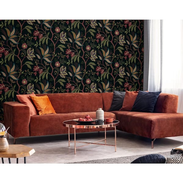Ebony Forest Flourish Vinyl Peel and Stick Wallpaper Roll (40.5 sq. ft.)