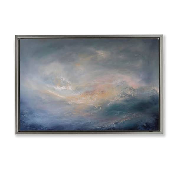 Stupell Industries Swirling Abstract Clouds by Lydia Orange Gray Floater Frame Abstract Graphic Art Print 21 in. x 31 in.