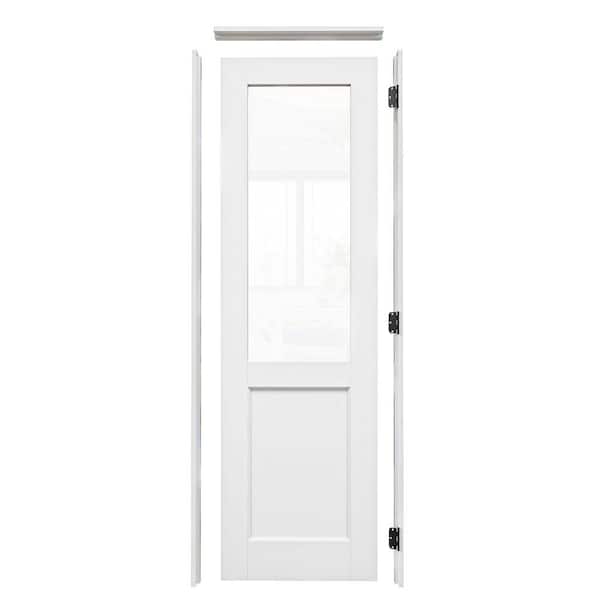 24 in. x 80 in. Left-Handed 1/2-Lite Clear Glass White MDF Assembly Required Single Door Kit w/Separate Jamb