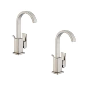 Farrington Single Hole Single-Handle High-Arc Bathroom Faucet in Brushed Nickel (2-Pack)