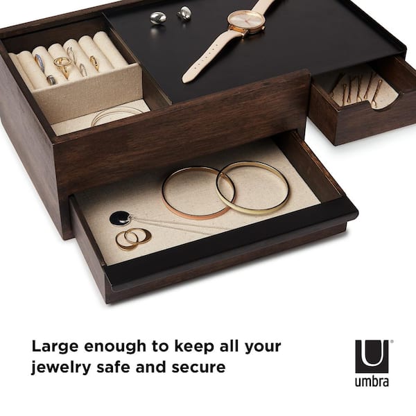Umbra Black/Walnut Stowit Storage Jewelry Box 290245-048 - The
