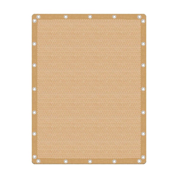 8 ft. x 12 ft. Fabric Sun Shade Cloth Privacy Screen with Grommets for Patio Garden Pergola, Wheat