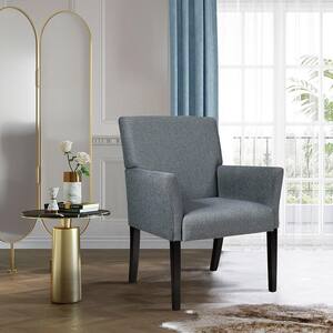 Executive Guest Chair Gray Fabric Reception Waiting Room Arm Chair with Rubber Wood Legs
