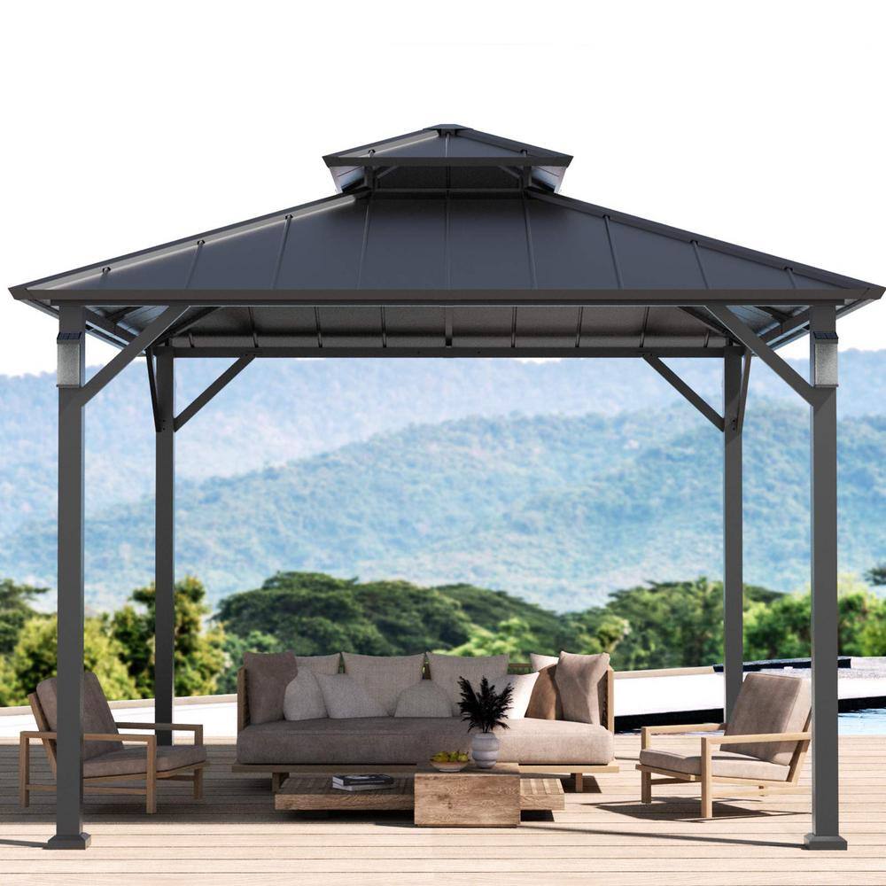 Outdoor 10' x 10' Metal Gazebo with LED Lighting