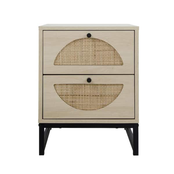 Donason 2-Drawer Natural Nightstand 15.75 in. x 15.75 in. x 20.87 in. H