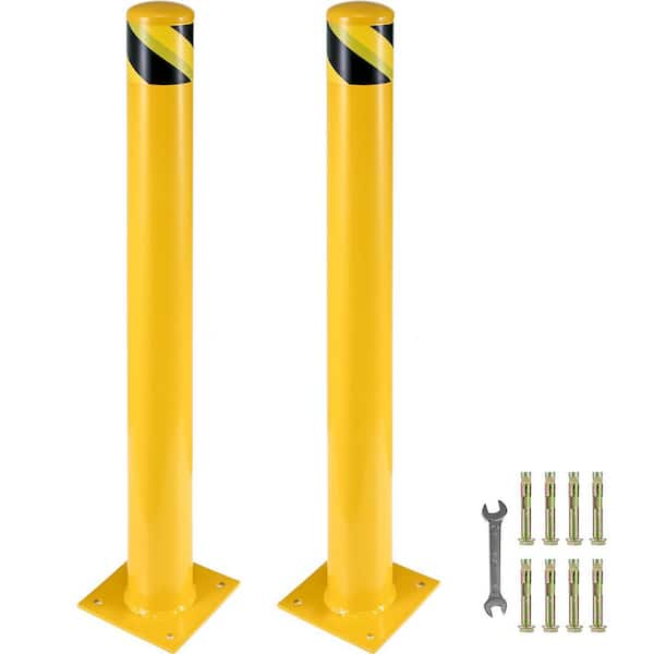 SKYSHALO Safety Bollard, 36in. Height Bollard Post, 5. 5in. Diameter Steel Pipe Post, Yellow, Perfect for Traffic-Sensitive Area