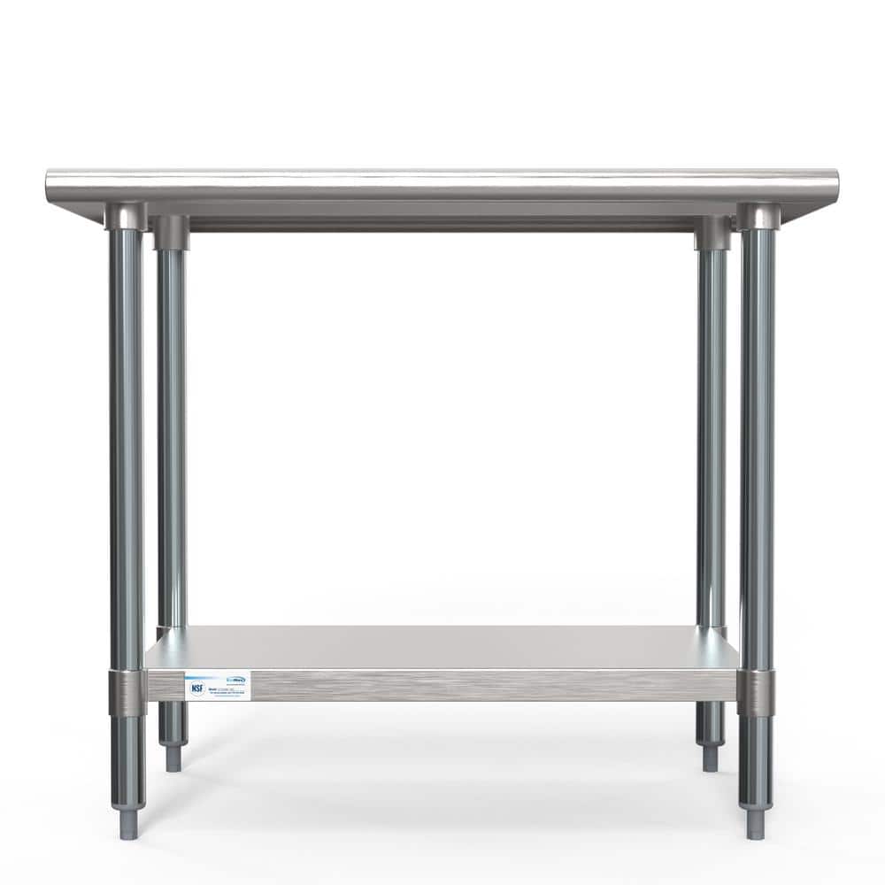 36" Stainless Steel Height-Adjustable Workbench with Wheels