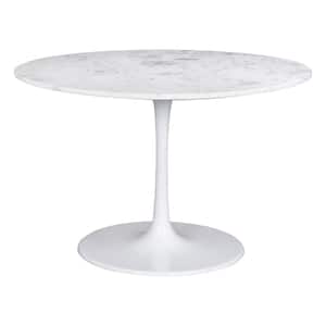 Phoenix 47.2 in. Round White Marble Top with MDF Frame Dining Table (Seats 4)