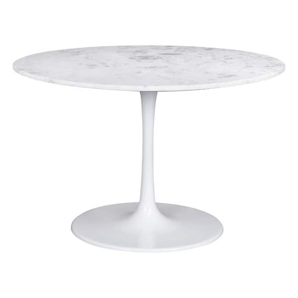 ZUO Phoenix 47.2 in. Round White Marble Top with MDF Frame Dining Table (Seats 4)