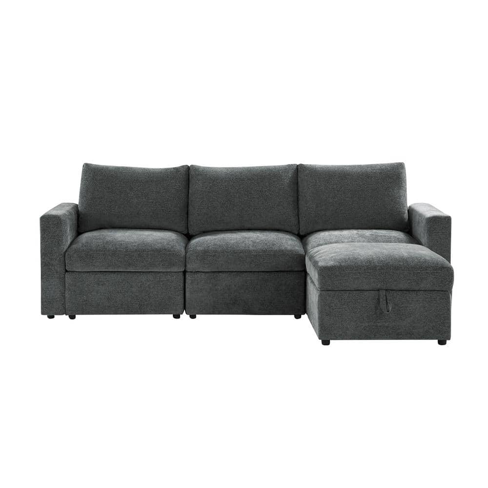 JAYDEN CREATION Andrea 98.25 in. W Straight Arm 4-Piece Polyester