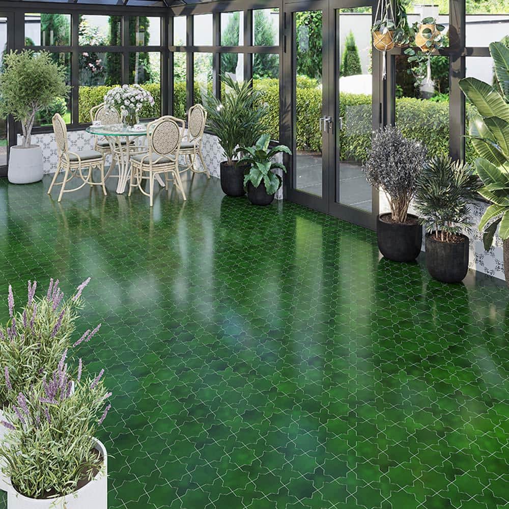 Siena Dark Green Glossy Ceramic Cross-Shaped Tile