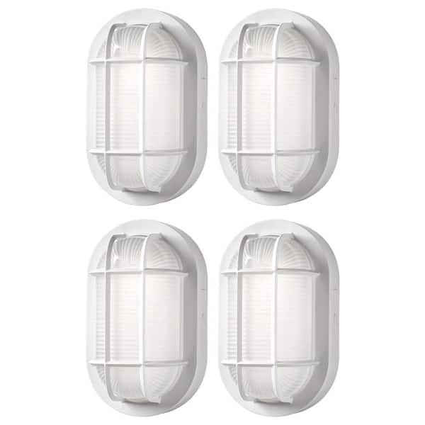 Hampton Bay 8.5 in. Coastal Nautical LED Flush Mount Outdoor Ceiling Light Sconce 800LM 7W Adjustable CCT Wet Rated (4-Pack)