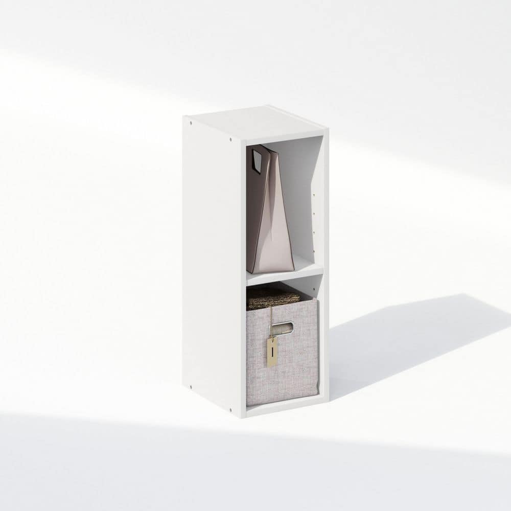 White Laminated Wood 2-Tier Freestanding Storage Shelf