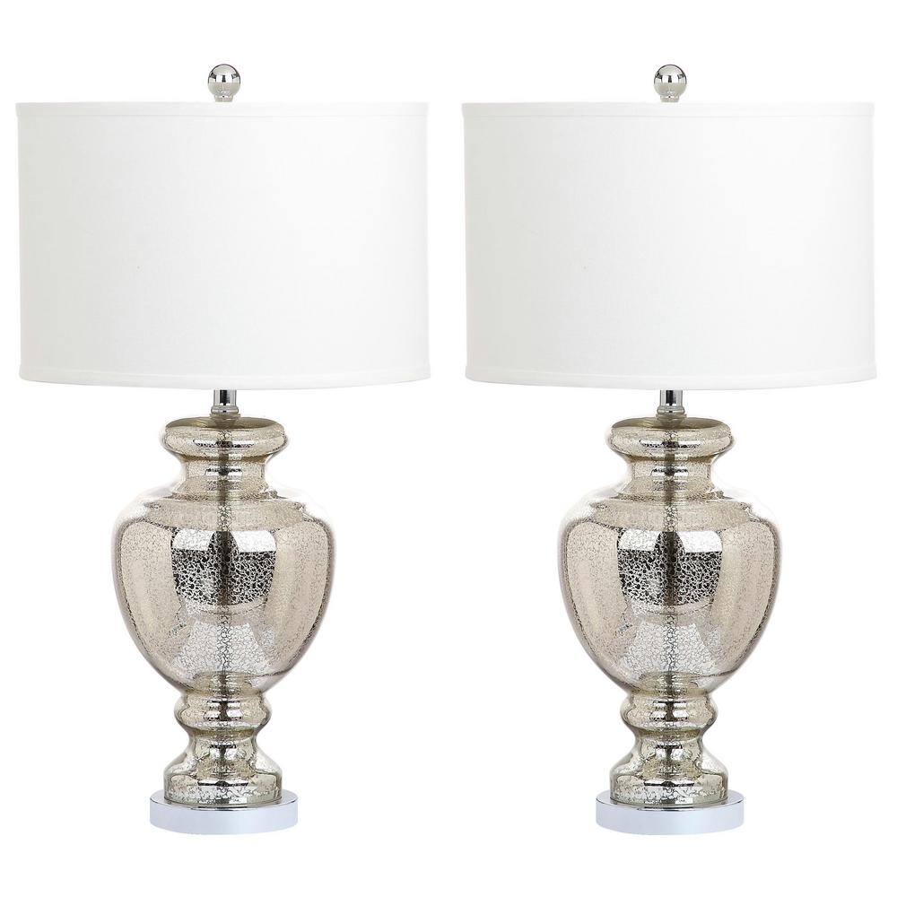 Mercury Silver Crackle Glass 28" Table Lamp Duo - Traditional Charm