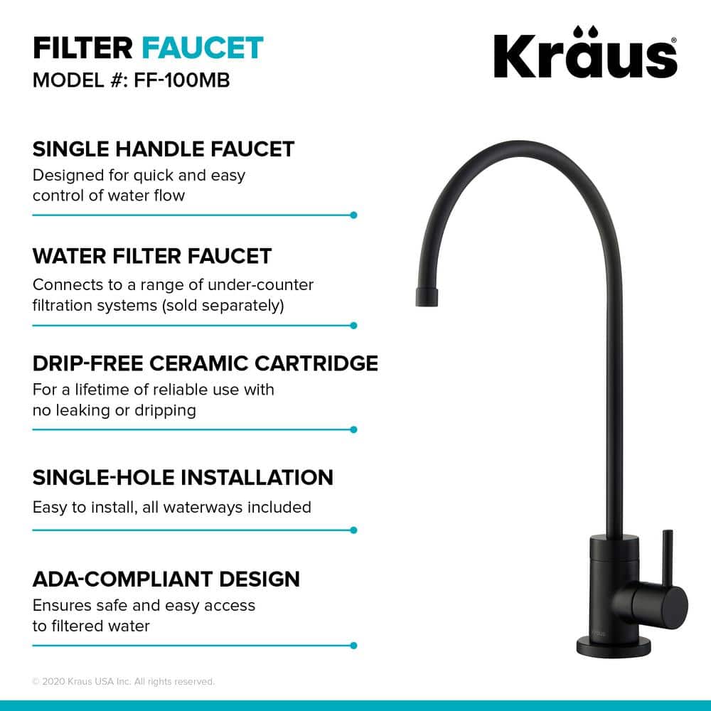 Matte Black Stainless Steel Kitchen Water Filter Faucet
