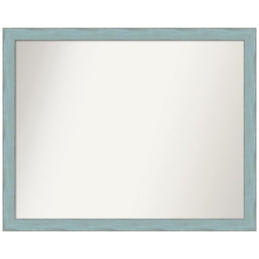 Sky Blue Rustic Wood Rectangular Bathroom Wall Mirror