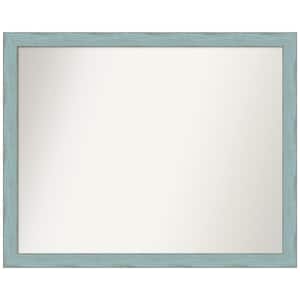 Sky Blue Rustic 30.25 in. W x 24.25 in. H Non-Beveled Wood Bathroom Wall Mirror in Blue