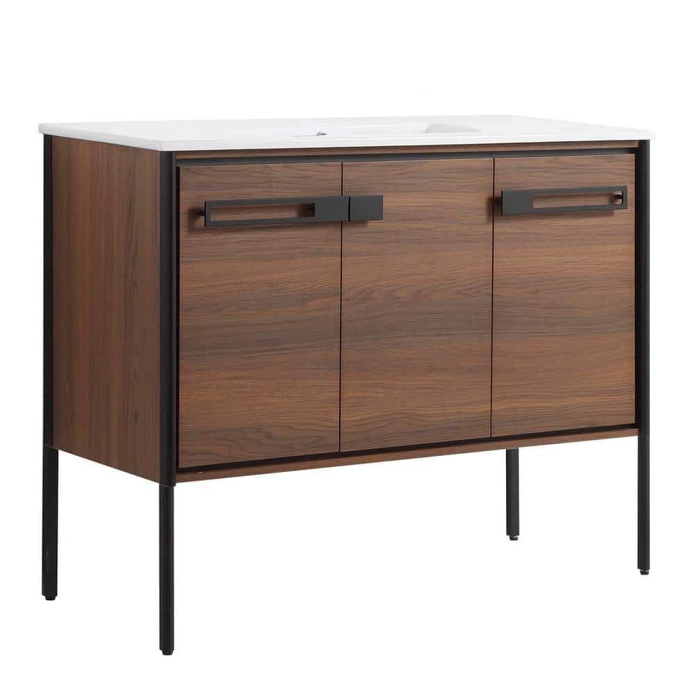 Oakville 42 in. W x 18.32 in. D x 33.5 in. H Bath Vanity in Walnut Ebony with White Ceramic Top price history on PriceWatchPro