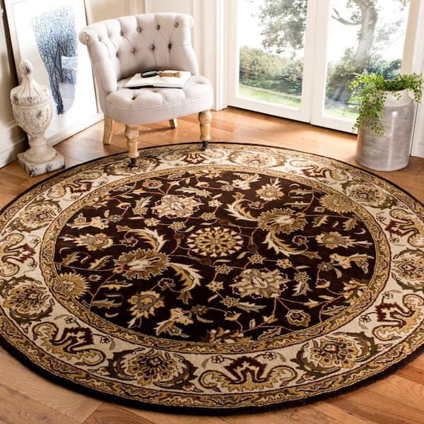 Royalty Chocolate/Beige 7 ft. x 7 ft. Round Geometric Area Rug
