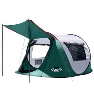 3-Person Green Instant Portable Beach Tent with 2-Doors, Vestibule and Carrying Bag for Hiking and Traveling