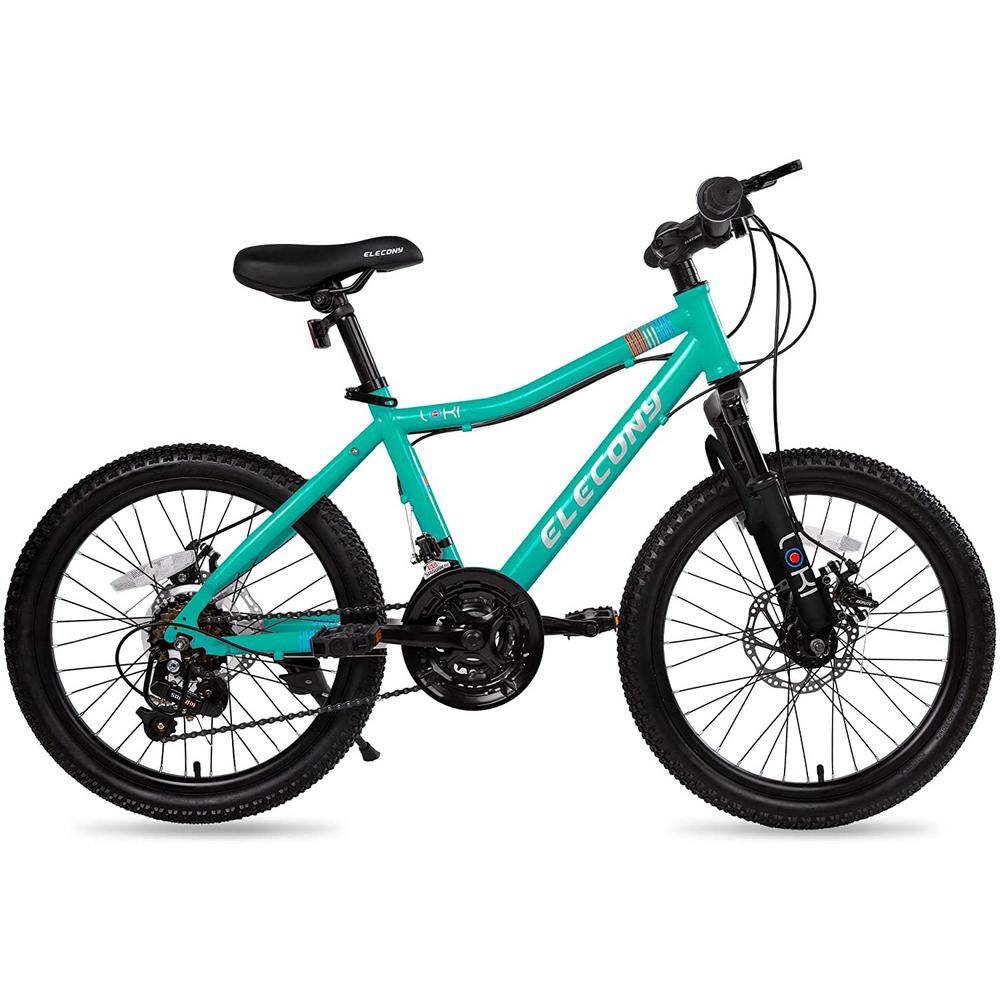 20 in. Green Boy/Girl Kids Mountain Bike, 21 Speed Bike, Kids Dual ...