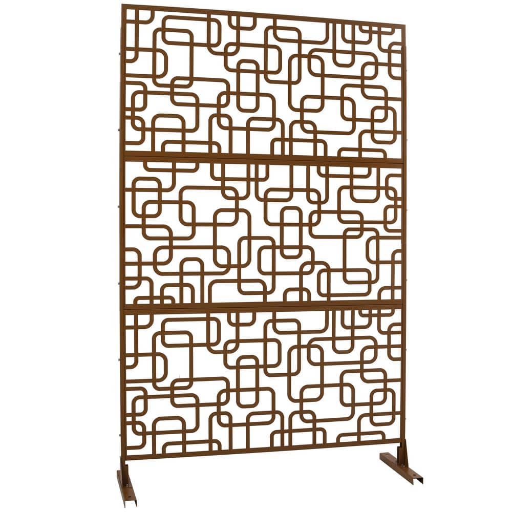 4ft. x 6.33ft. Brown Outdoor and Indoor Freestanding Metal Privacy Screen Fence Panels for Lawn Garden (not Composite) price history on PriceWatchPro