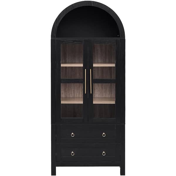 30 in. W x 16 in. D x 71 in. H Black Freestanding Linen Cabinet