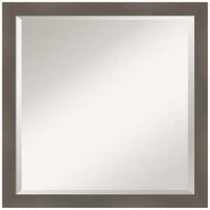 Edwin Clay Grey 22.5 in. x 22.5 in. Beveled Casual Square Wood Framed Bathroom Wall Mirror in Gray