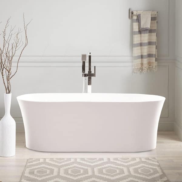 Vanity Art Antony 63 in. Acrylic Flatbottom Freestanding Bathtub in White