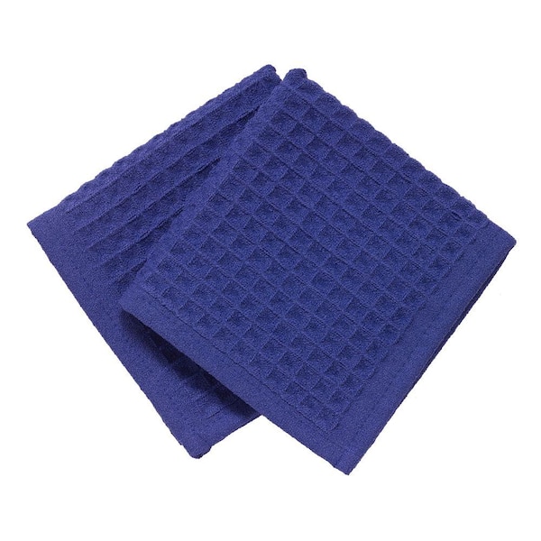 RITZ 12 in. x 12 in. Large Waffle Microfiber Dish Cloth in Cobalt (2-Pack)