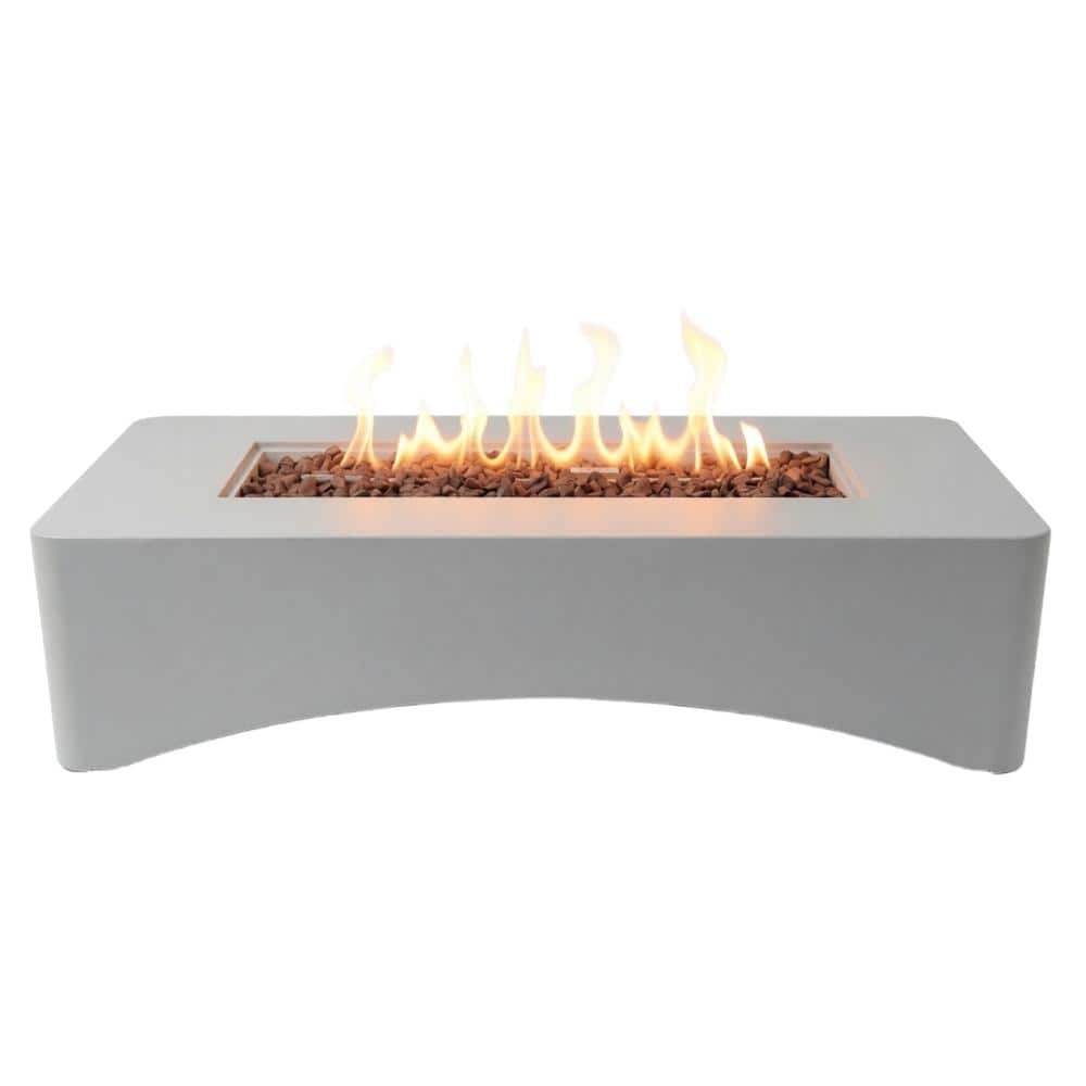 56 in Light Grey  Concrete Outdoor Fire Pit Table  with Lava Rocks for Patios for Patios price history on PriceWatchPro