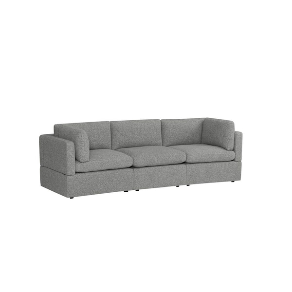 Thorton 105 in. Modular Track Arm Peformance Fabric 3 Piece Sofa in Grey