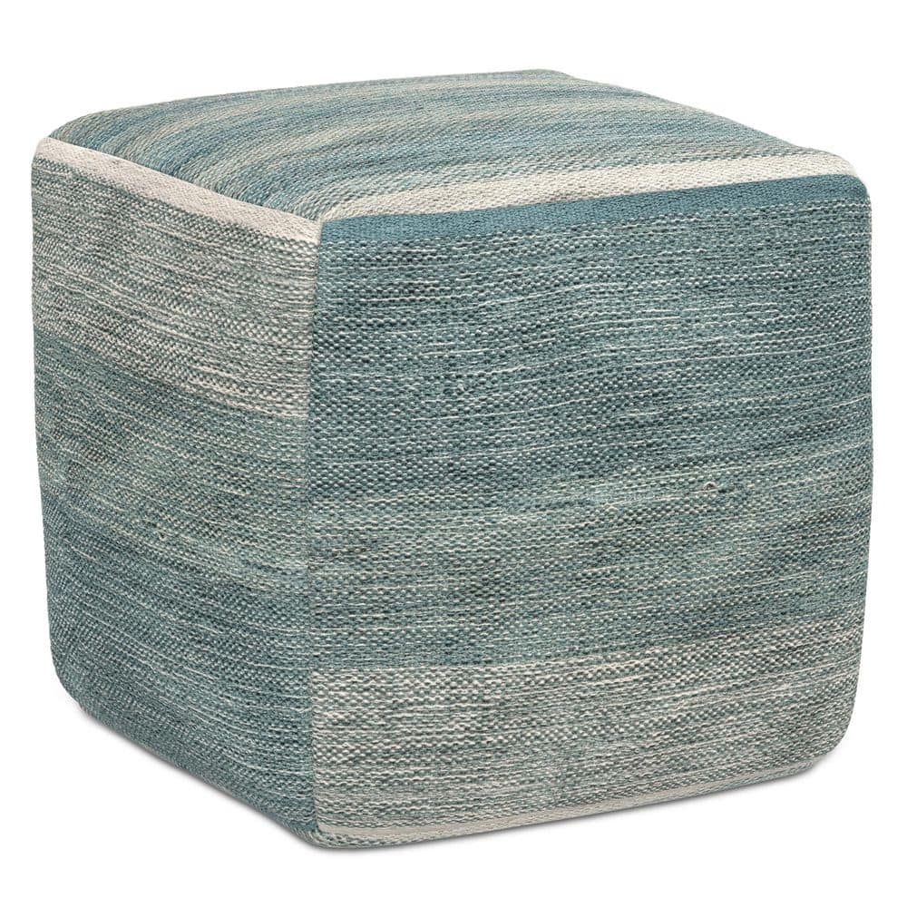 UPC 840469000087 product image for Naya Boho Cube Pouf in Blue Melange Cotton | upcitemdb.com